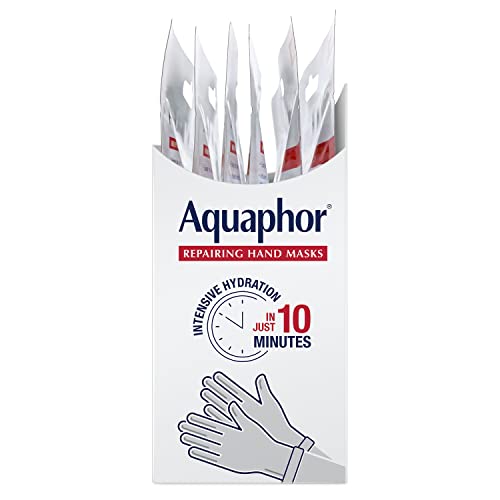 Aquaphor Repairing Hand Masks, Moisturizing Gloves for Dry Hands, Moisturizer for Dry Skin with Avocado Oil and Shea Butter, Pack of 6