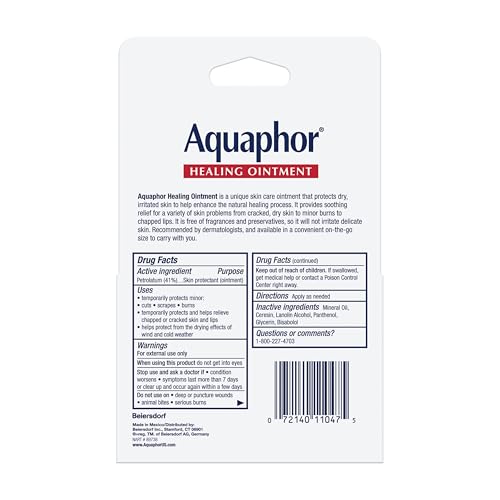 Aquaphor Healing Ointment Advanced Therapy Skin Protectant, Dry Skin Body Moisturizer, 0.35 Oz Tube, Pack of 2
