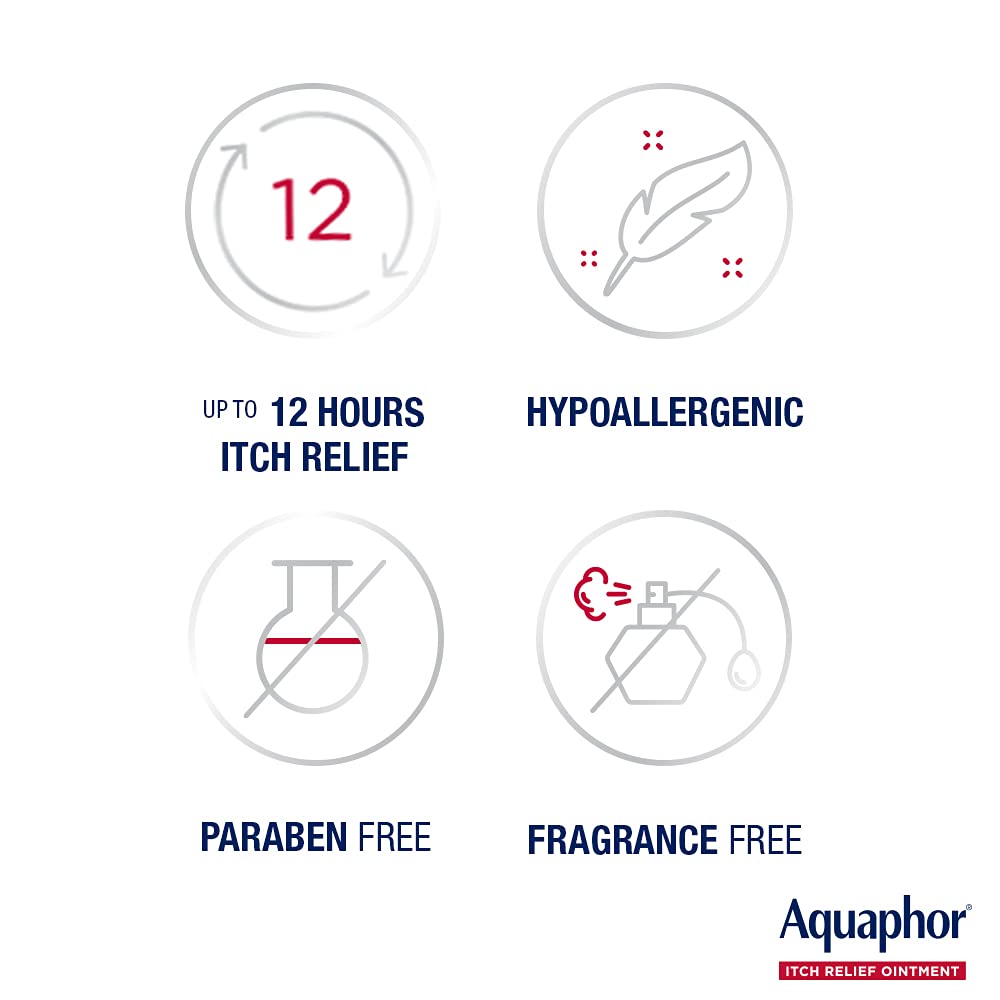 Aquaphor Itch Relief Ointment, Maximum Strength 1% Hydrocortisone, Relieves Itch from Skin Irritation, Insect Bites, Psoriasis, Skin Rashes, Eczema, & Poison Ivy, 2 oz