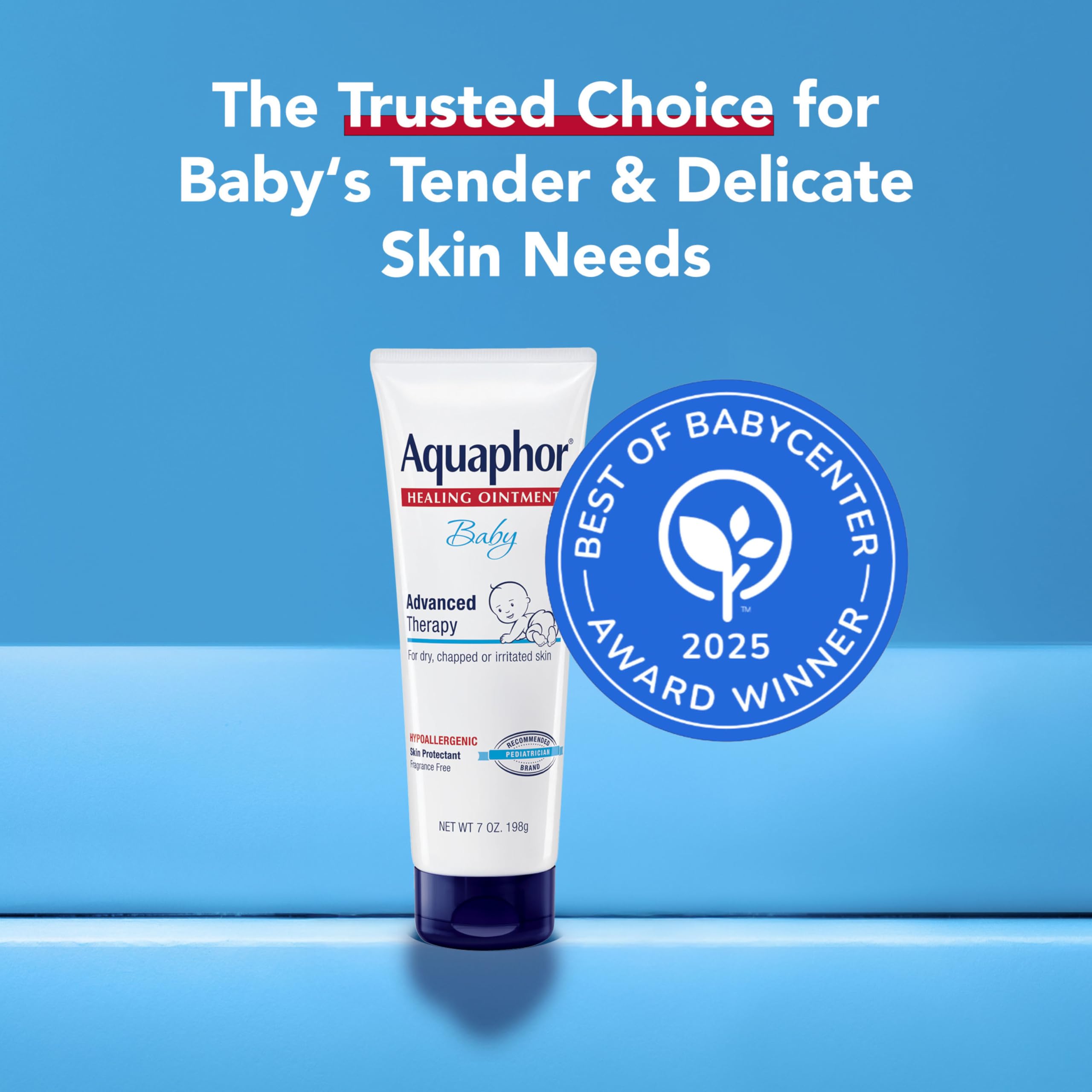 Aquaphor Baby Healing Ointment Advanced Therapy Skin Protectant, Dry Skin and Diaper Rash Ointment, 7 Oz Tube