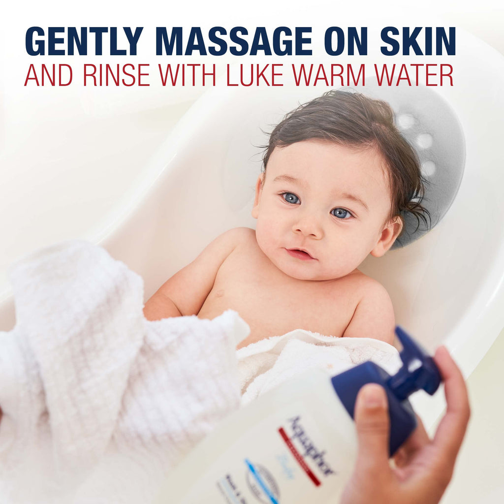Aquaphor Baby Wash and Shampoo, Unscented Baby Shampoo and Wash, 25.4 Fl Oz Pump Bottle