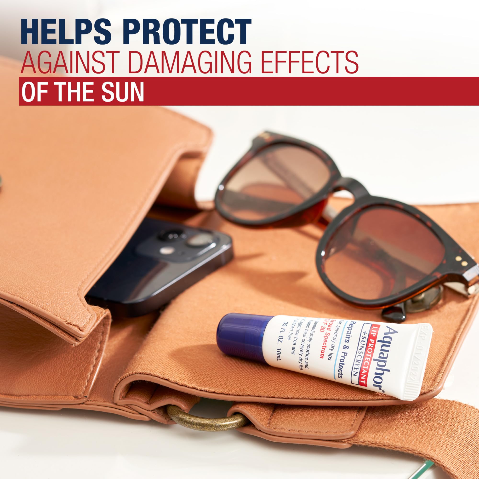 Aquaphor Lip Protectant and Sunscreen Ointment - Broad Spectrum SPF 30 - Relieves Chapped Lips - .35 fl. Oz. Tube